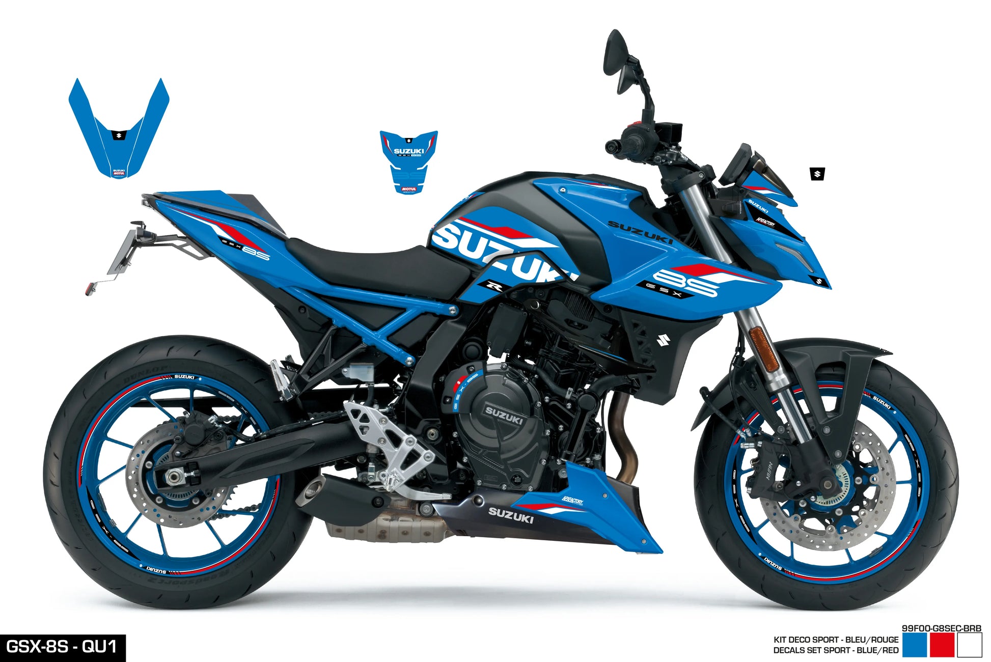 Stickerset GSX-8S Sport, Blauw/Rood