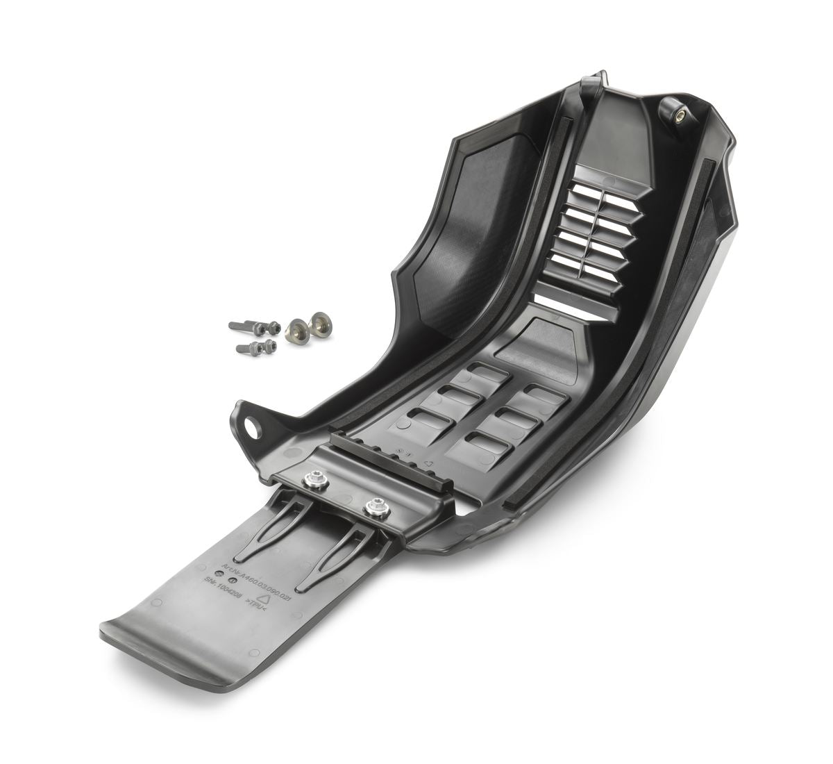 Factory skid plate with linkage protection — KTM MX 2023-2026