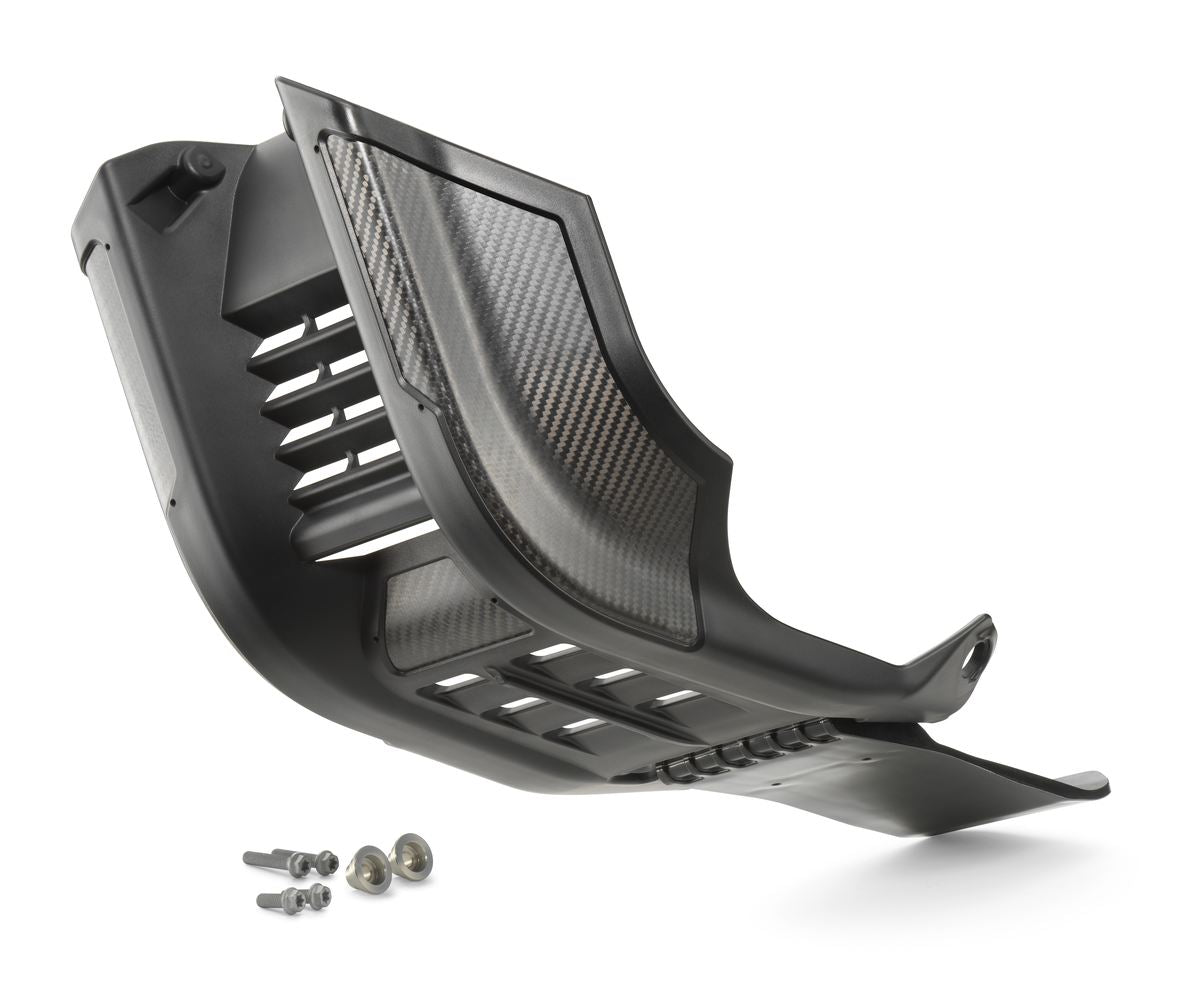 Factory skid plate with linkage protection — KTM MX 2023-2026