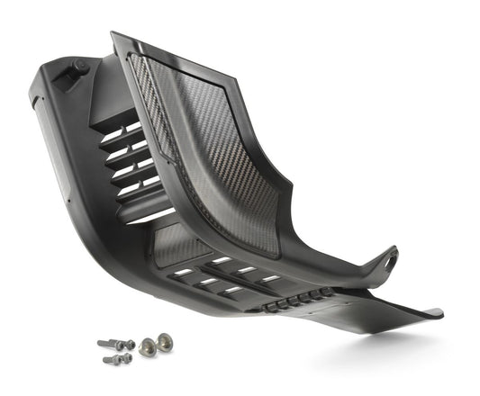 Factory skid plate with linkage protection — KTM MX 2023-2026